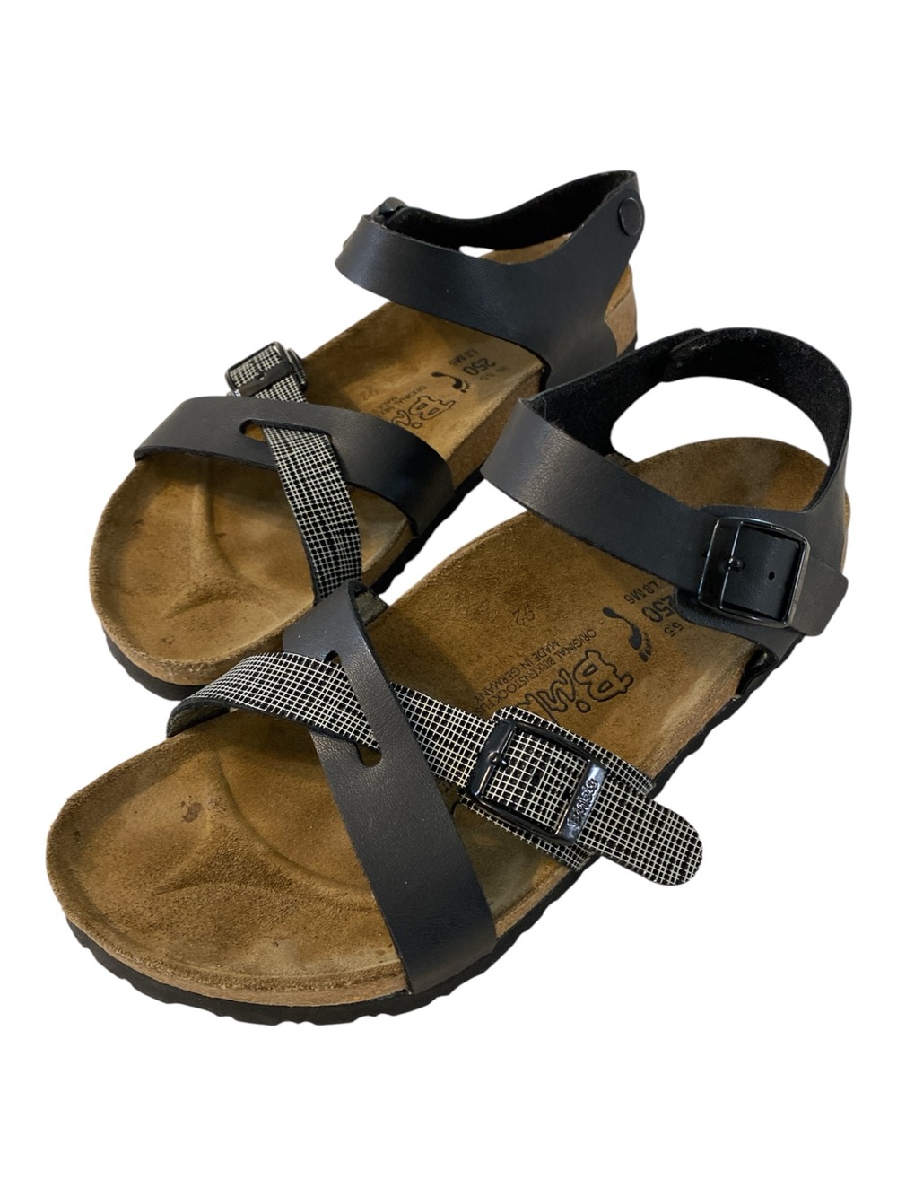 Birki’s by Birkenstock Lillie Sandal Black and White Cross Band 8